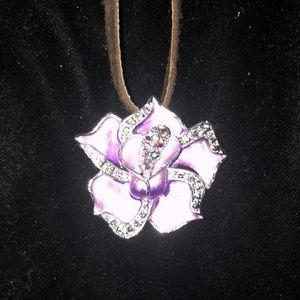 Purple Flower Pendant Necklace